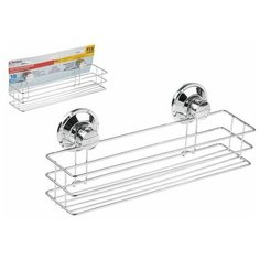 Полка для принадлежностей на вакуумных присосках, хром. сталь, FIX LOCK, PERFECTO LINEA (350x117x110 мм) (35-345240)