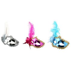 Маска "Блеск", с цветком, перьями и узорной тесьмой Snowmen