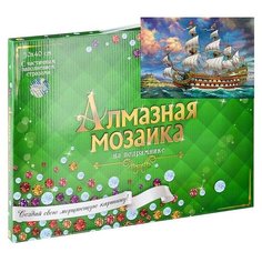 Алмазная мозаика 40х50 "Красивый корабль в море" c подрс частичн. зап. (блест, (15 цв Рыжий кот