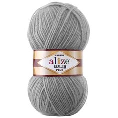 Пряжа для вязания Alize Angora Real 40 Plus (40% шерсть, 60% акрил) (87 угольно-серый), 5 мотков