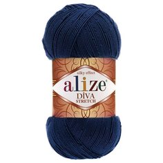 Пряжа для вязания Alize Diva stretch 100гр. 400м. (92% микроакрил, 8%эластик) (361 т.синий), 5 мотков