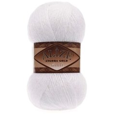 Пряжа Alize Angora Gold Simli 100гр. 500м. (20% шерсть, 5% металлик, 75% акрил) (55 белый) 5 шт
