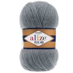 Пряжа ALIZE Angora real 40 100 гр. 480м (40% шерсть, 60% акрил) (87 средне-серый) 5 шт