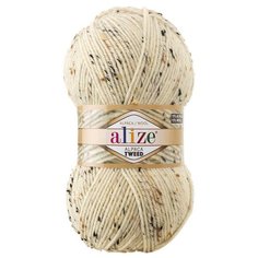 Пряжа для вязания Alize Alpaca Tweed 100гр. 250м. (15% шерсть, 15% альпака, 5% вискоза, 65% акрил) (01 кремовый), 5 мотков