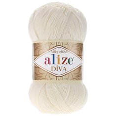 Пряжа ALIZE Diva 100гр. 350м. (100% микрофибра) ТУ (62 молочный) 5 шт