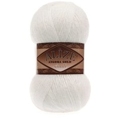Пряжа Alize Angora Gold Simli, 20 % шерсть, 75 % акрил, 5 % люрекс, 100 г, 500 м, 5 шт., 450 жемчужный