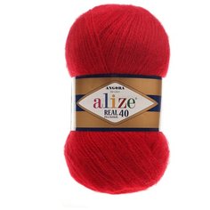 Пряжа для вязания Alize Angora real 40 100 гр. 480м (40% шерсть, 60% акрил) (56 красный), 5 мотков