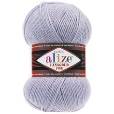 Пряжа для вязания Alize Lanagold fine 100 гр. 390м (49%шерсть, 51% акрил) (200 светло-серый), 5 мотков