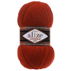 Пряжа для вязания Alize Lanagold fine 100 гр. 390м (49%шерсть, 51% акрил) (36 терракот), 5 мотков