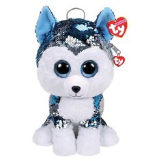 TY Рюкзак мягконабивной Slush собачка с пайетками (95025), голубой