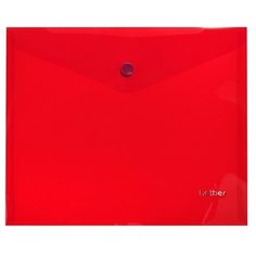 Папка- конверт пластиковая на кнопке А5ф 180мкм Красная Hatber