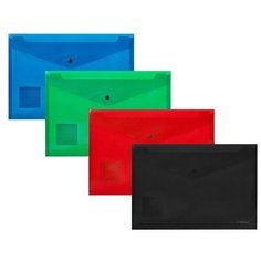 Папка- конверт на кнопке пластиковая ErichKrause® Fizzy Classic, непрозрачная, А4, ассорти (в пакете по 12 шт