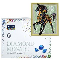 Алмазная мозаика "Цветной конь" 40х50см, 1 дизайн, частичная выкладка Mazari