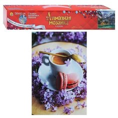 Алмазная мозаика 30х40 "Утренний кофе и макаронс" без подрс полн. зап. (блест) (33цв Рыжий кот