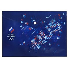 Папка- конверт пластиковая на кнопке А4ф "Команда России Hatber