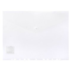 Пака- конверт на кнопке PK880CLEAR/1 A4 с перфорац. по длинной стороне пластик 0.18мм прозрачный Бюрократ