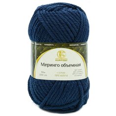 Пряжа Камтекс Меринго объемная 150гр. 90м. (20% меринос, 20% полутонкая шерсть, 56% акрил, 4% лайкра) (173 синий) 4 шт