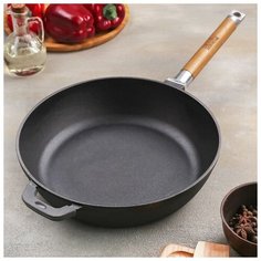 Сковорода чугунная биол d 26 см, дно 22 см, толщина 4 мм, съемная ручка