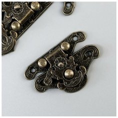 Замок для шкатулки Арт Узор металл, "Старинный", 4 шт, 3,8*2,8*0,5 см