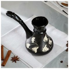 Кофейный набор Керамика ручной работы "Узор", 3 предмета, турка 0,5 л, 2 чашки 0,2 л