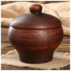 Горшок для запекания Красная глина "Чугунок", гладкий, 1,3 л