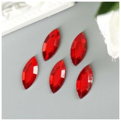 Арт Узор Декор для творчества пластик "Стразы листок. Красный" набор 25 шт 1,8х0,9 см