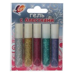 Луч Гель с блёстками «Луч», 5 цветов х 5 мл, «Блеск»