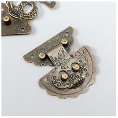 Арт Узор Замок металл для шкатулки "Цветок" бронза набор 2 шт 2,7х2,7 см