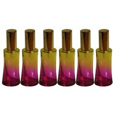 Атомайзер цилиндр для духов Aromaprovokator желто--фиолетовое стекло спрей золото 50 мл набор 6 шт