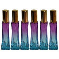 Атомайзер для духов Aromaprovokator сине-фиолетовое стекло спрей золото 50 мл набор 6 шт