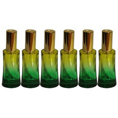Атомайзер цилиндр для духов Aromaprovokator желто-зеленое стекло спрей золото 50 мл набор 6 шт