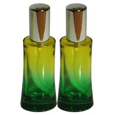 Атомайзер цилиндр для духов Aromaprovokator желто-зеленое стекло спрей серебро 50 мл набор 2 шт