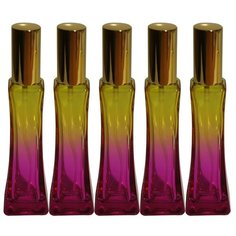 Атомайзер для духов Aromaprovokator желто-фиолетовое стекло спрей золото 50 мл набор 5 шт