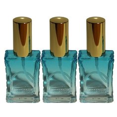 Атомайзер для духов Aromaprovokator серо-лазурное стекло спрей золото 50 мл набор 3 шт