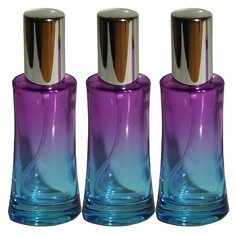 Атомайзер цилиндр для духов Aromaprovokator сине-фиолетовое стекло спрей серебро 50 мл набор 3 шт