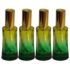 Атомайзер цилиндр для духов Aromaprovokator желто-зеленое стекло спрей золото 50 мл набор 4 шт