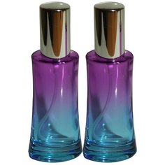 Атомайзер цилиндр для духов Aromaprovokator сине-фиолетовое стекло спрей серебро 50 мл набор 2 шт