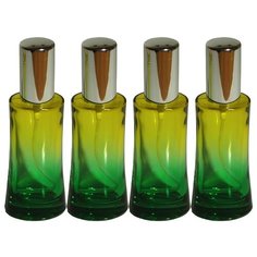 Атомайзер цилиндр для духов Aromaprovokator желто-зеленое стекло спрей серебро 50 мл набор 4 шт