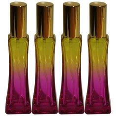 Атомайзер для духов Aromaprovokator желто-фиолетовое стекло спрей золото 50 мл набор 4 шт