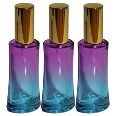Атомайзер цилиндр для духов Aromaprovokator сине-фиолетовое стекло спрей золото 50 мл набор 3 шт