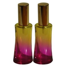 Атомайзер цилиндр для духов Aromaprovokator желто--фиолетовое стекло спрей золото 50 мл набор 2 шт