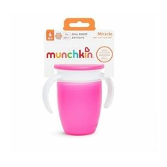 Поильник-непроливайка Munchkin Miracle 360° с крышкой, с ручками, 207 мл, розовый