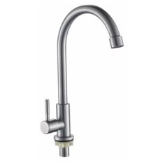 POTATO Смеситель для кухни (мойки) на одну воду с высоким поворотным изливом, нержавеющая сталь P0042S