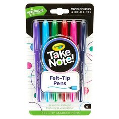 Набор смываемых ультратонких фломастеров Take Note, шесть штук Crayola