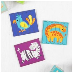 Пазл- головоломка Лесная мастерская Собери 6 картинок "Африка", двусторонние палочки (4445009)