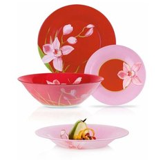 Столовый сервиз "RED ORCHIS" из 19 пр. на 6 персон (Arc international арт.N4656) Luminarc