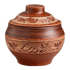 Горшок для запекания Красная глина Этно семейный, 0.6 л, 13 см