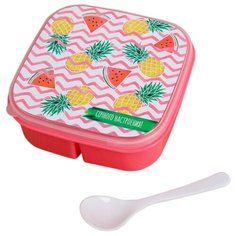 Дорого внимание Ланч-бокс с ложкой Сочного настроения, 15x15 см, разноцветный