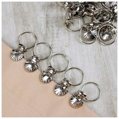 Кольцо для карниза Арт Узор с зажимом, d 32, 36 мм, 20 шт, серебряное