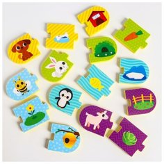 Макси-пазлы для ванны Крошка Я тройные, "Кто где живет и ест?", 5 пазлов, 15 деталей (5302607)